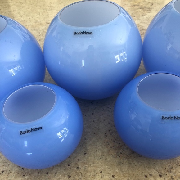 NEW & RARE! Set of 5 Blue Mid Century Modern Candle Holders Boda Nova Sweden - Picture 2 of 5